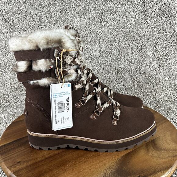 Roxy Alpine Collection BRANDI IIl Suede Faux Fur Snow Women Size 12 Boots Brown - Picture 2 of 11